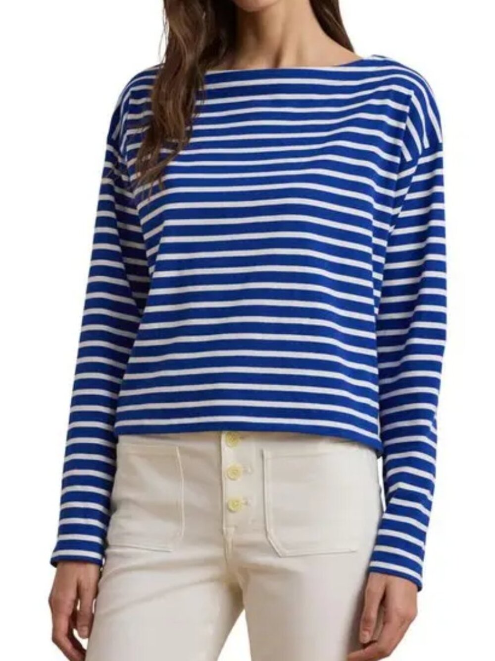 NWT Lauren Ralph Lauren stripe cotton top blue/White, Size XS, $90 Retail